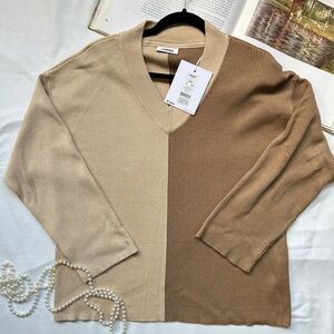Minimum Ribbed Sweater in Tan and Cream